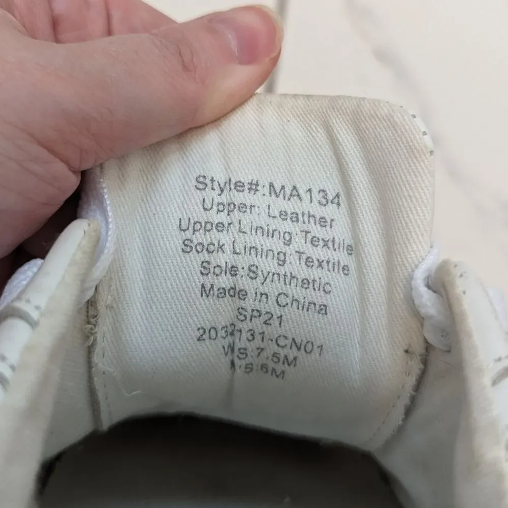 Madewell Off-White Sidewalk Low Top Leather Upper Sneakers Tennis Shoes Size 7.5
